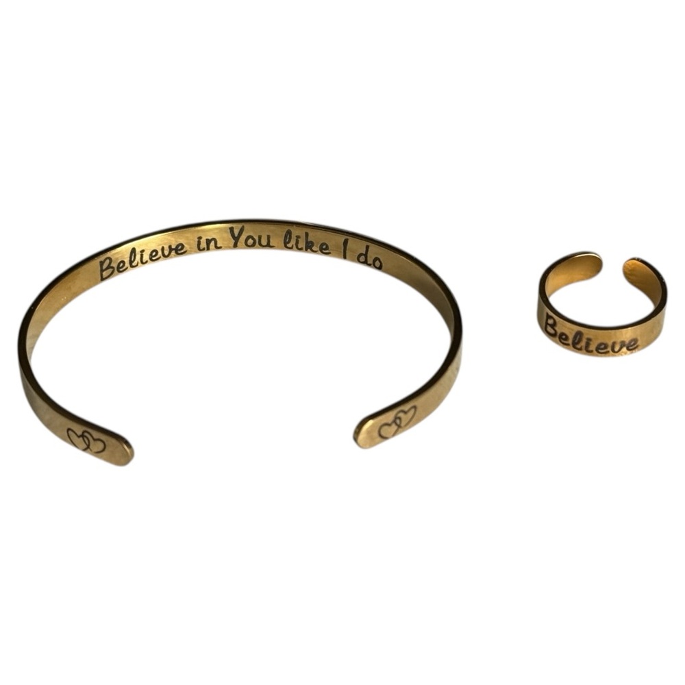 Believe in Yourself - Gold Bracelet and Ring Set NEW IN BOX